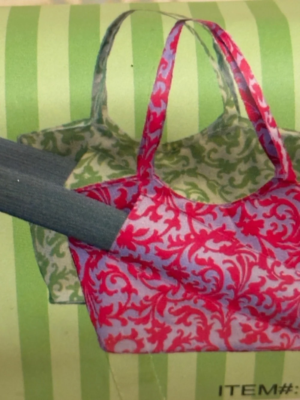 Ashburn Green Scroll Print Straw Beach Tote Bag